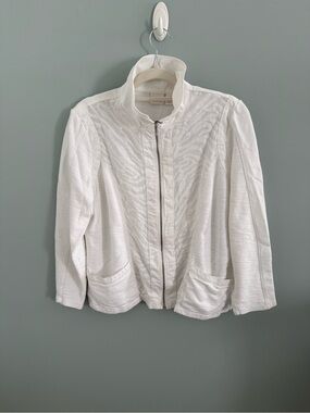 Chico's White Textured Zip-Front Jacket